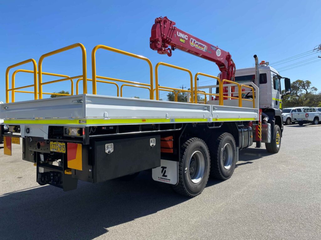 Heavy-duty truck mounted HIAB crane made in Perth for the mining industry of Western Australia